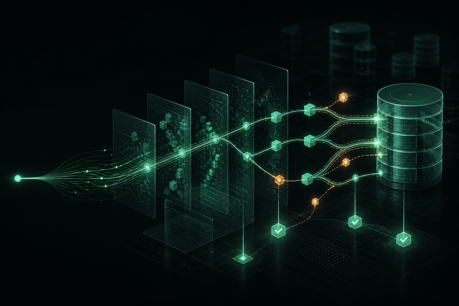 Correlated evidence paths connecting identity, application processing, and an Oracle database